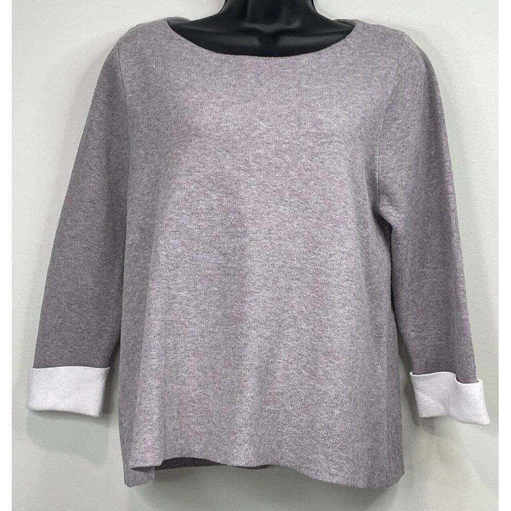 Tahari Women‎ Purple Boat Neck Rear Zip Cuffed Tunic Sweater size XL.
